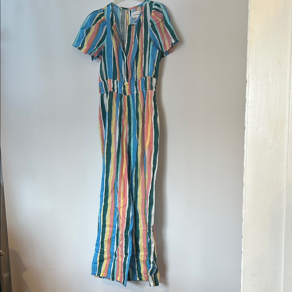 Anthropologie Multicolor Linen Striped Women’s Jumpsuit - Size Small, NWOT